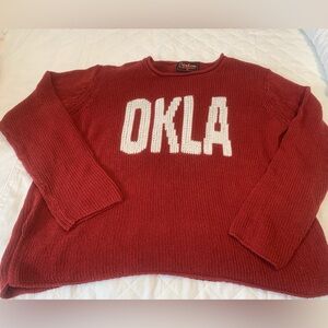 Crimson and cream OKLA sweater